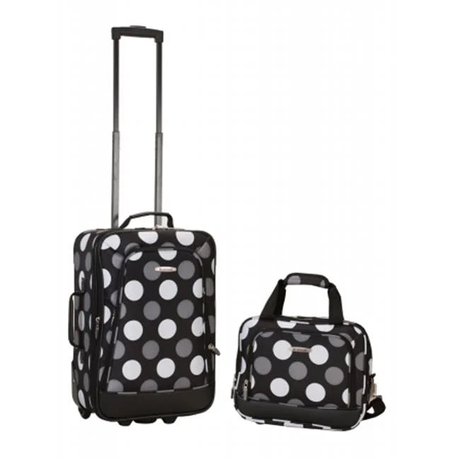 Rockland  2 Pc New Blk Dot Luggage Sizeet