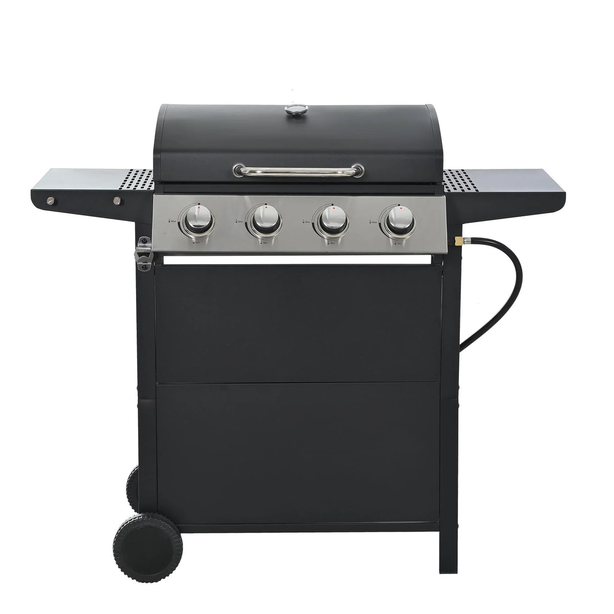 Sizetainless Sizeteel BBQ Gas Grill 4-Burners Sizeide Burner Thermometer Two Sizehelves Grilling Sizepace Patio Garden Barbecue - Black