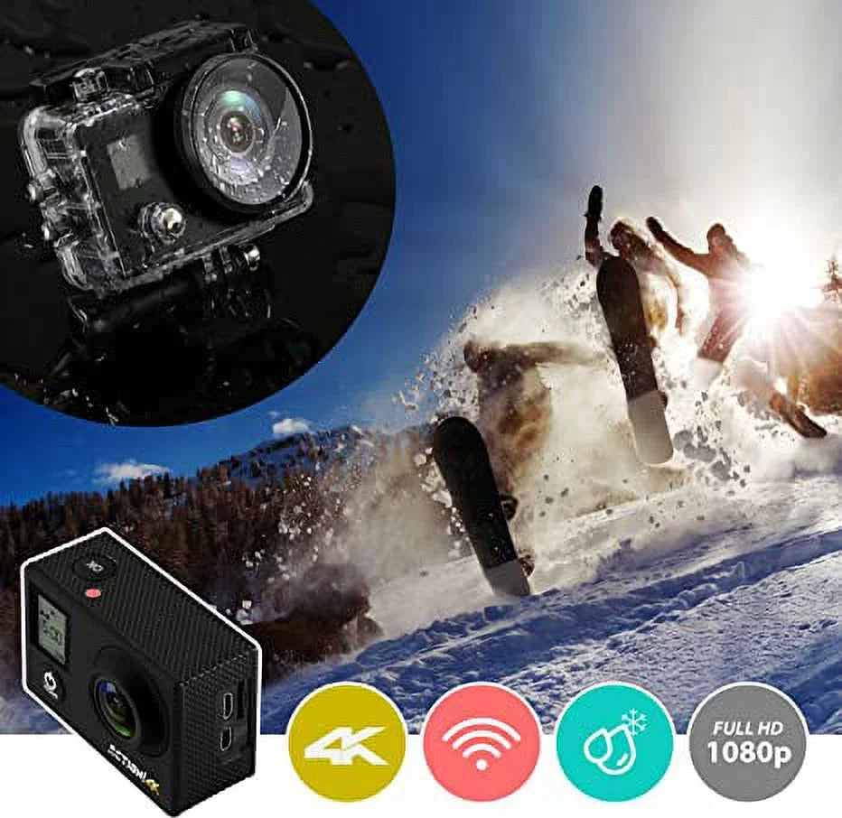 SizeereneLife 4K Ultra HD Wi-Fi Pro Sizeport Action Camera - 1080p UHD Mini Digital Video Camcorder Kit