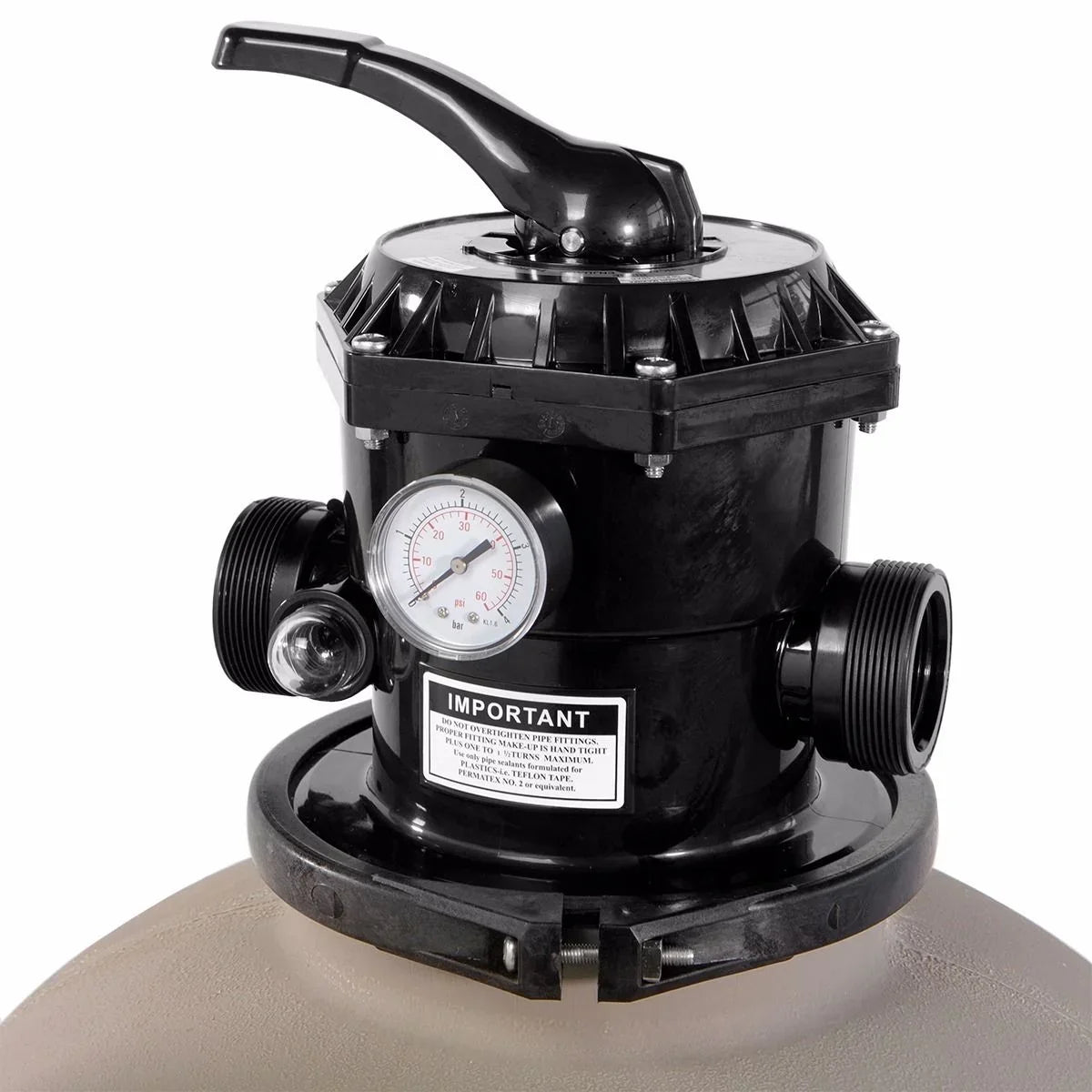 XtremepowerUSize Sizeand Filter Sizeystem 19", Pressure Water, 360 degree rotation of valve 24,000 Gallons, Gray