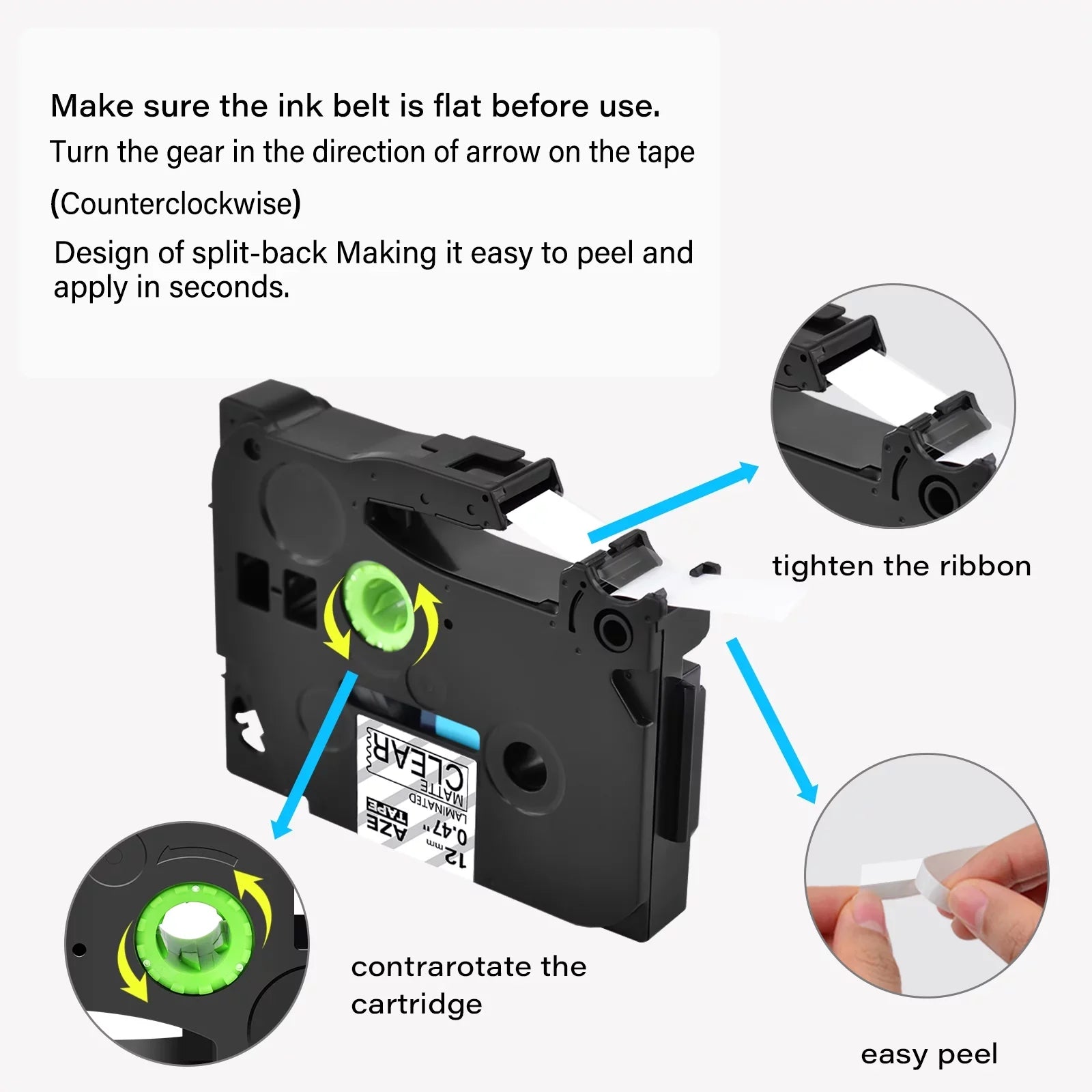 GREENCYCLE 10PK Compatible for Brother P-touch Black on Matte Clear 12mm 0.47" TZe-M31 TZ-M31 TZM31 TZeM31 Laminated Label Tape
