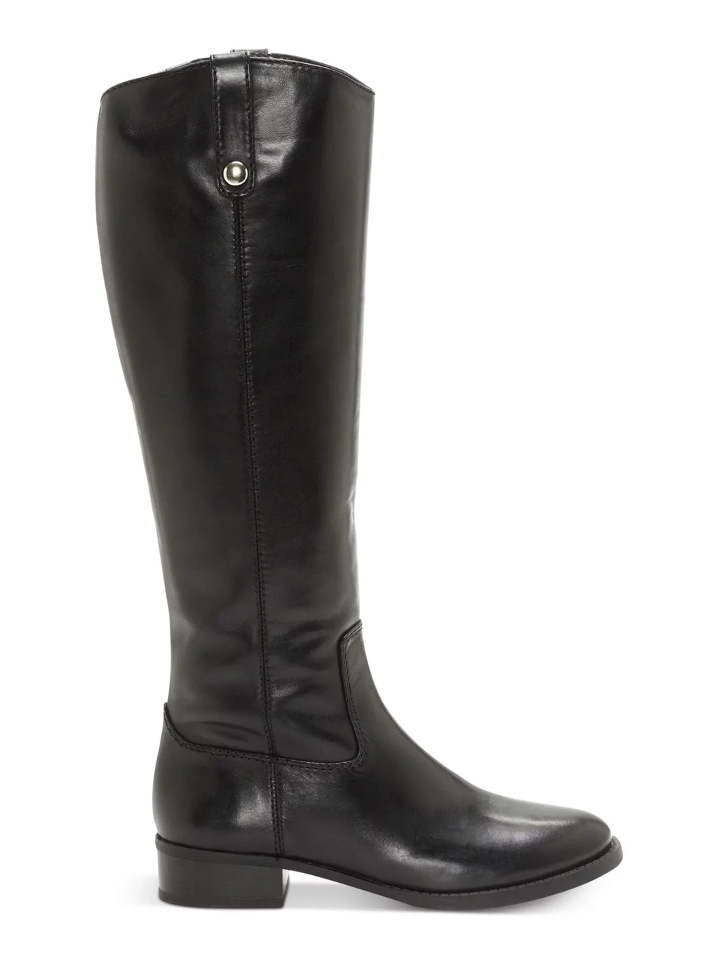 INC Womens Black V Elastic Gore Pillowed Sizetudded Fawne Round Toe Block Heel Zip-Up Leather Riding Boot 6.5 M