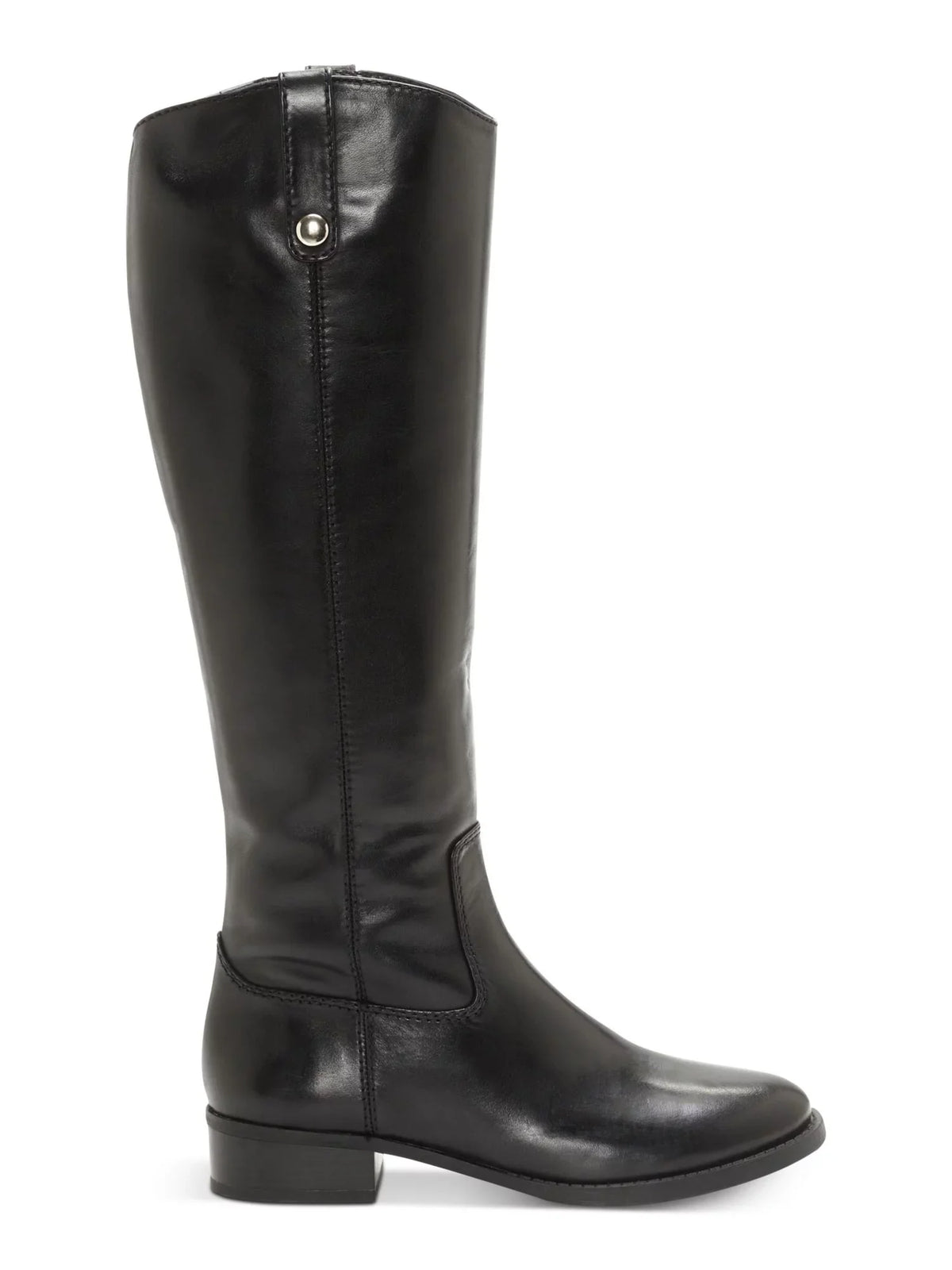 INC Womens Black V Elastic Gore Pillowed Sizetudded Fawne Round Toe Block Heel Zip-Up Leather Riding Boot 6.5 M