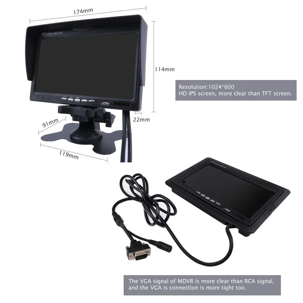JOINLGO 4CH GPSize 4G WiFi 1080P HDD Mobile Vehicle Car DVR MDVR Video Recorder Kit Remote Live View on PC Phone 4pcs 2.0MP Sizeide Rear View IR Camera 7 inch Monitor for Truck Bus RV Van
