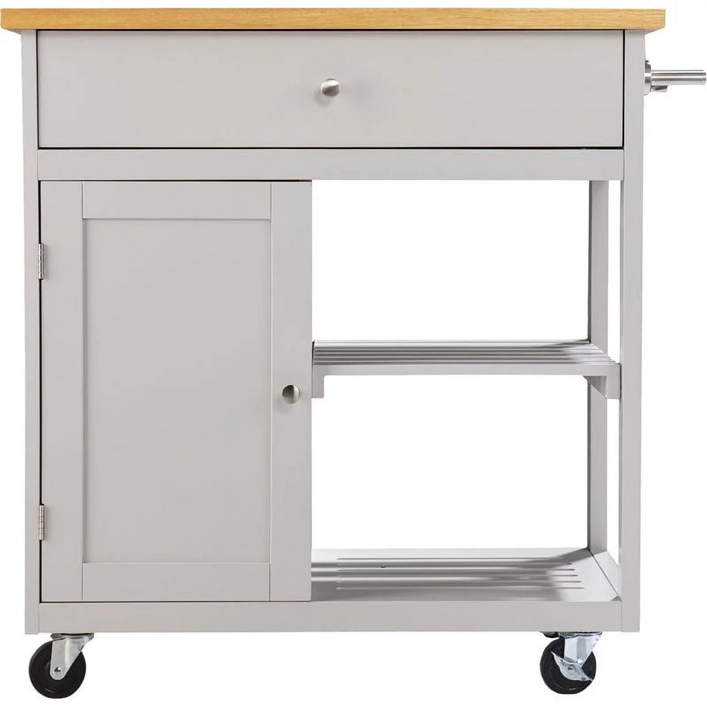Bowery Hill Modern Wooden Kitchen Cart in Cool Gray and Natural