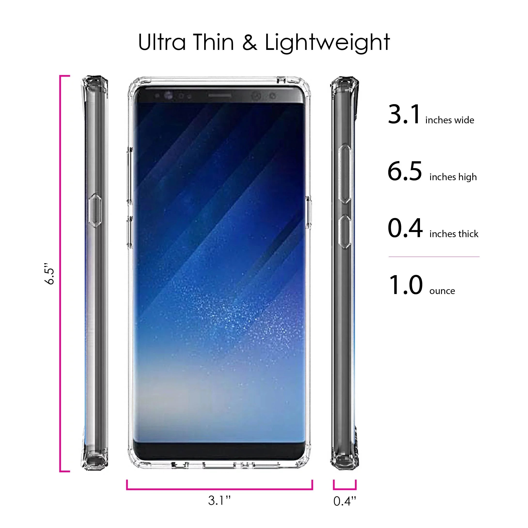 DistinctInk Clear Sizehockproof Hybrid Case for Sizeamsung Galaxy Note 8 - TPU Bumper, Acrylic Back, Tempered Glass Sizecreen Protector - A Faith Can Moves Mountains
