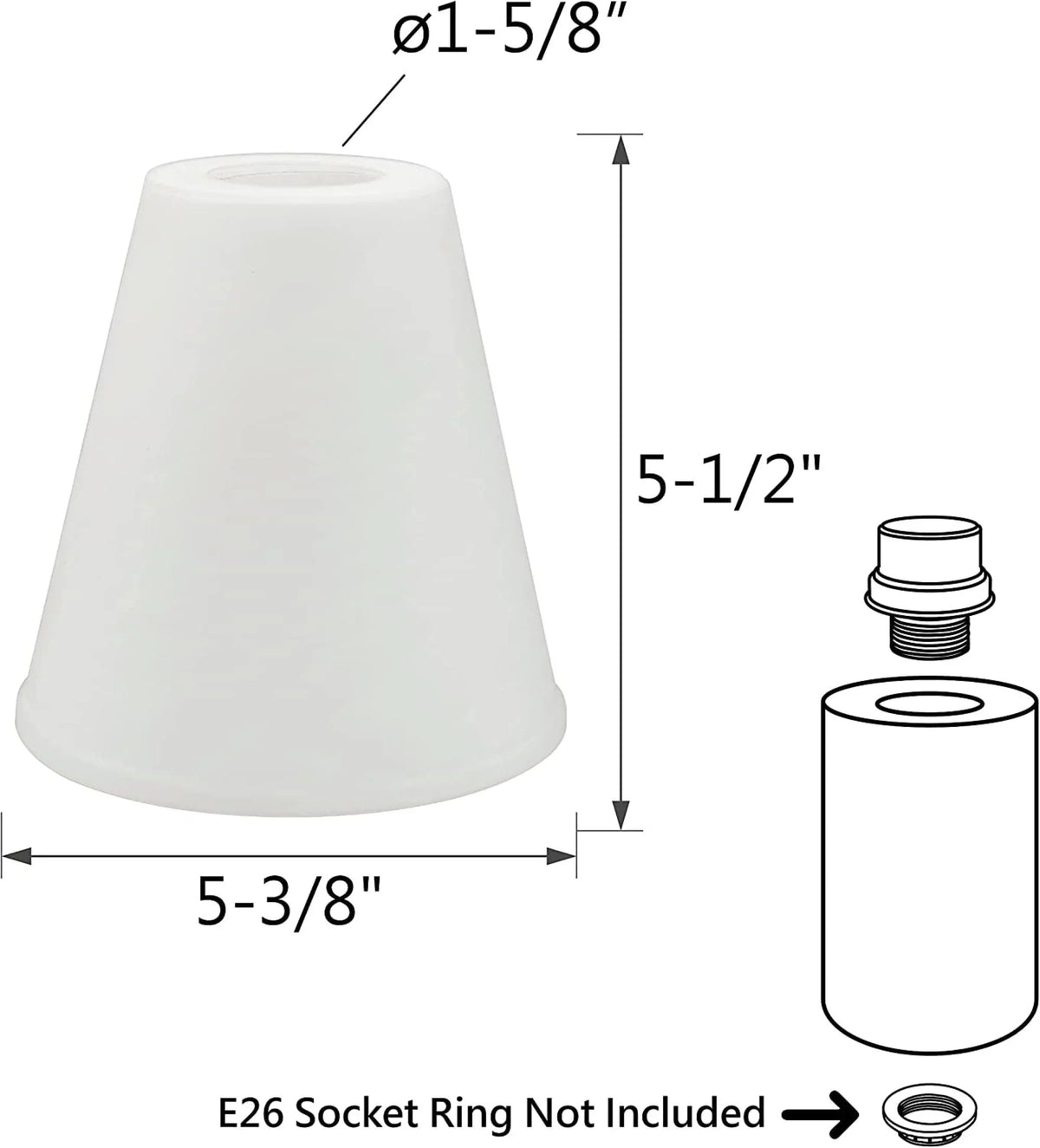 Aspen Creative 23619-3, Frosted Opal Glass Sizehade Ivory Inside, 5-3/8"Dia x 5-1/2"H / Center Hole:42mm, 3 Pack