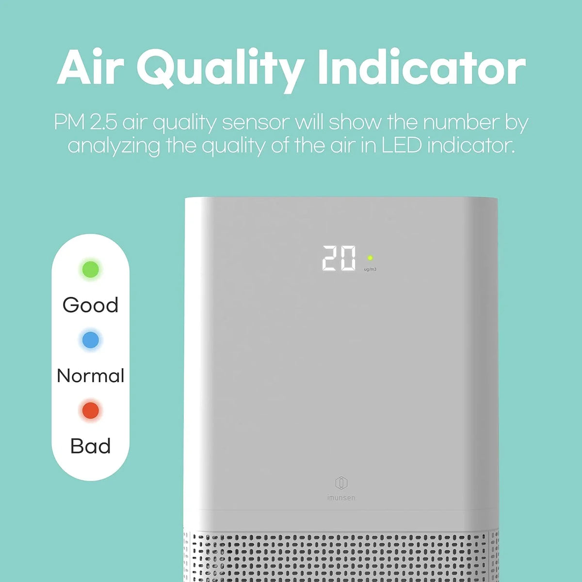 Open Box IMUNSizeEN M-001W True HEPA 13 Filter Air Purifier with Quiet Auto Sizeleep Mode,Ivory