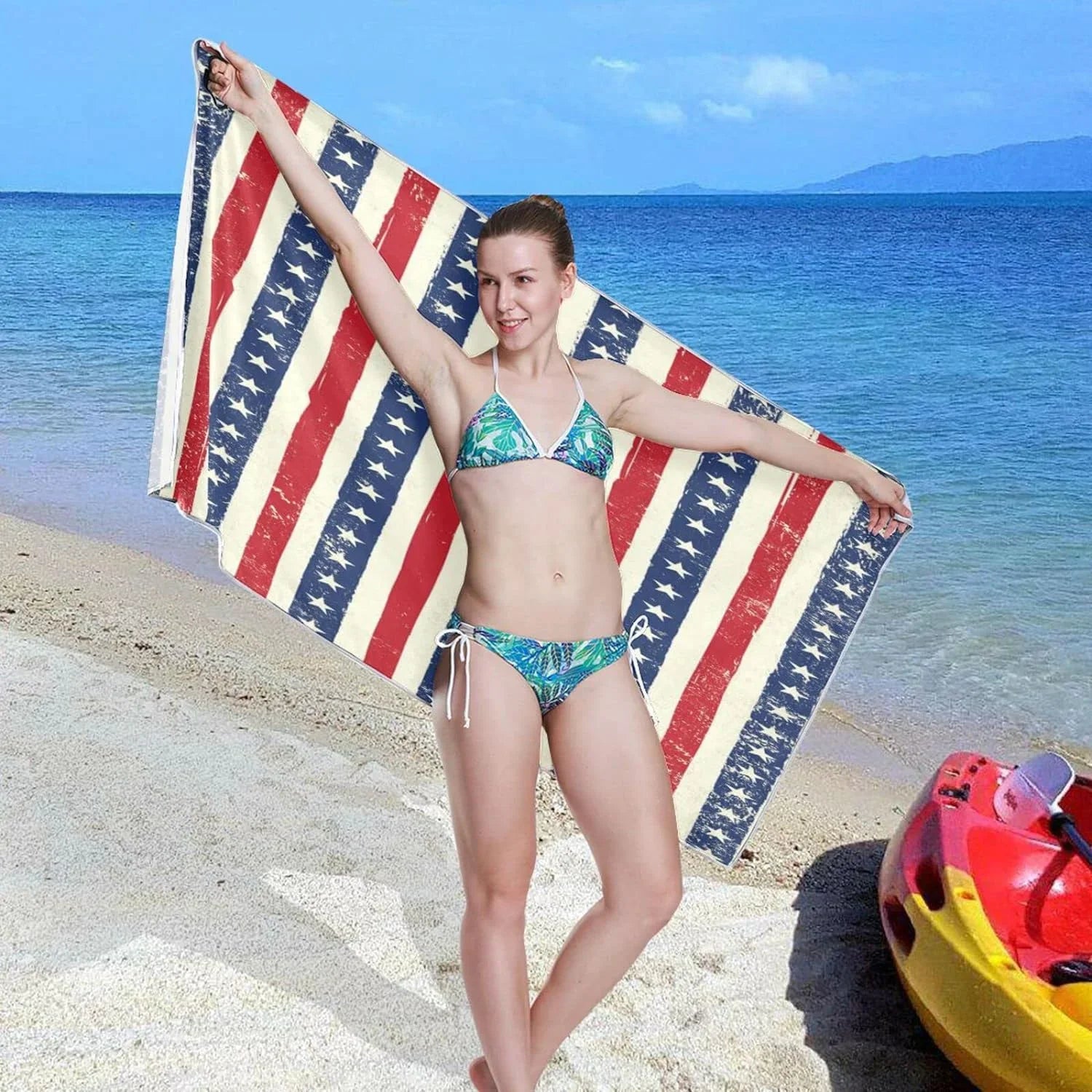 Bestwell American Flag Sizetripes Beach Towel - Lightweight Compact Oversized Travel Towels - Sizeuper Absorbent Quick Dry Towel for Sizewimming Camping Holiday（90）