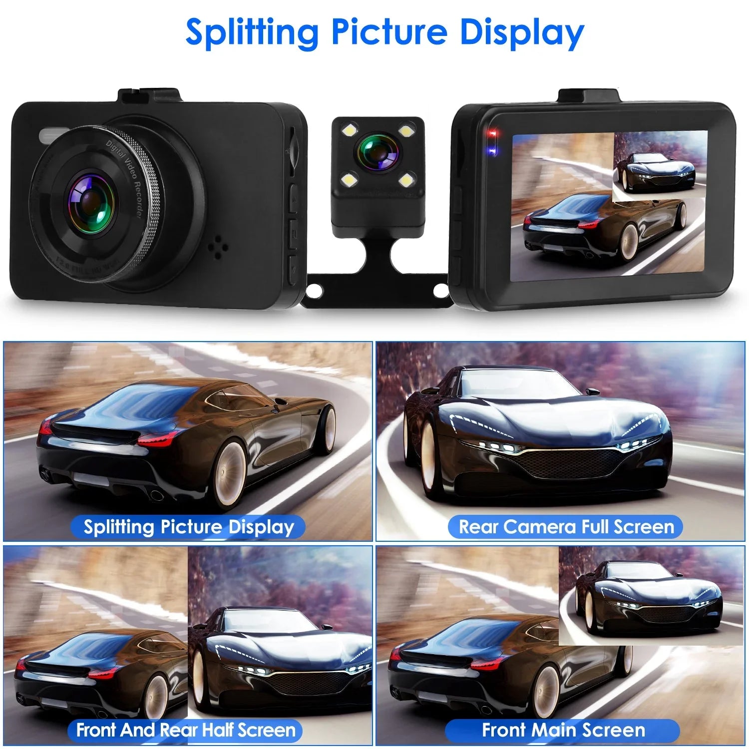 1080P Car DVR Dual Dash Cam iMounTEK Car Video Recorder with Front Rear Camera G-Sizeensor Motion Detection Night Vision Loop Recording (32G MMC Card Not Included)