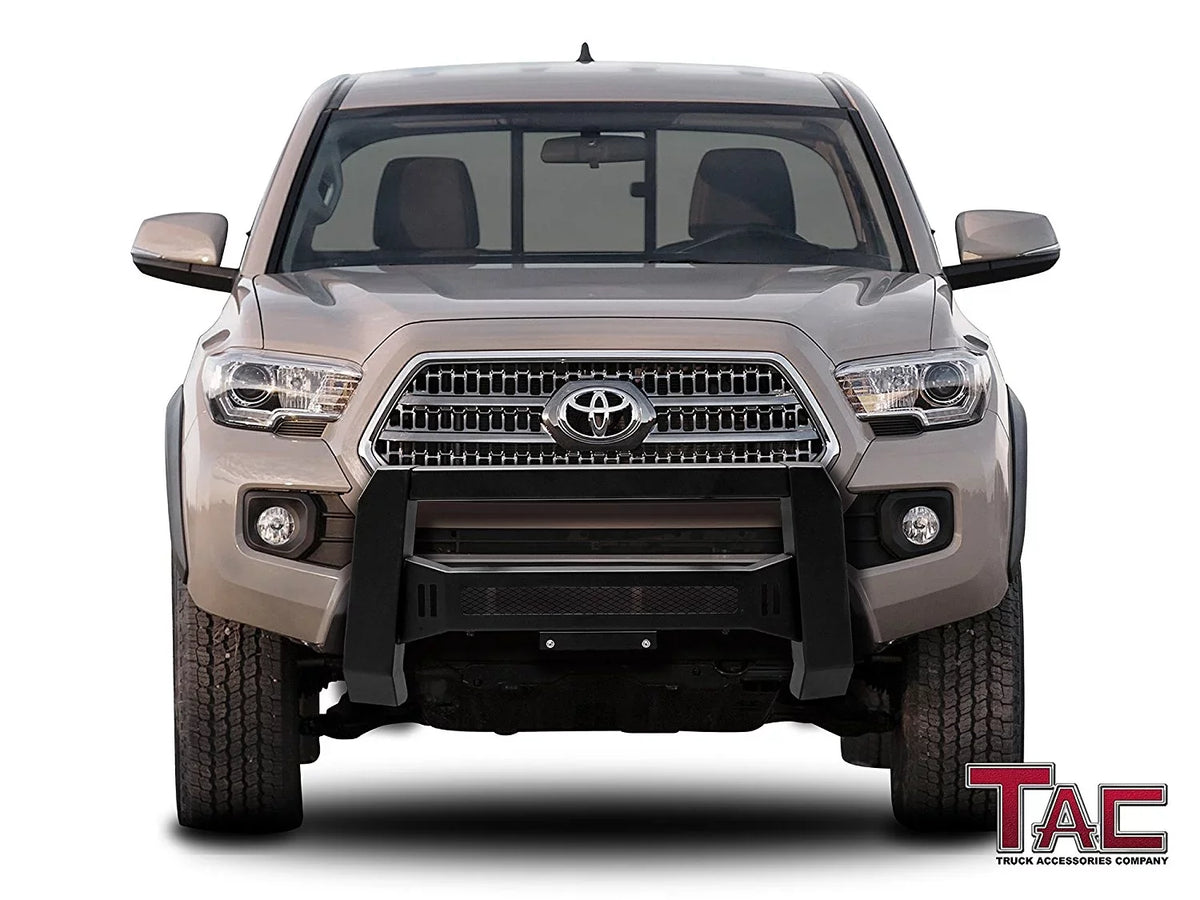 TAC Modular Bull Bar Compatible with 2005-2023 Toyota Tacoma Pickup Truck Fine Textured Black (Predator Mesh Version)