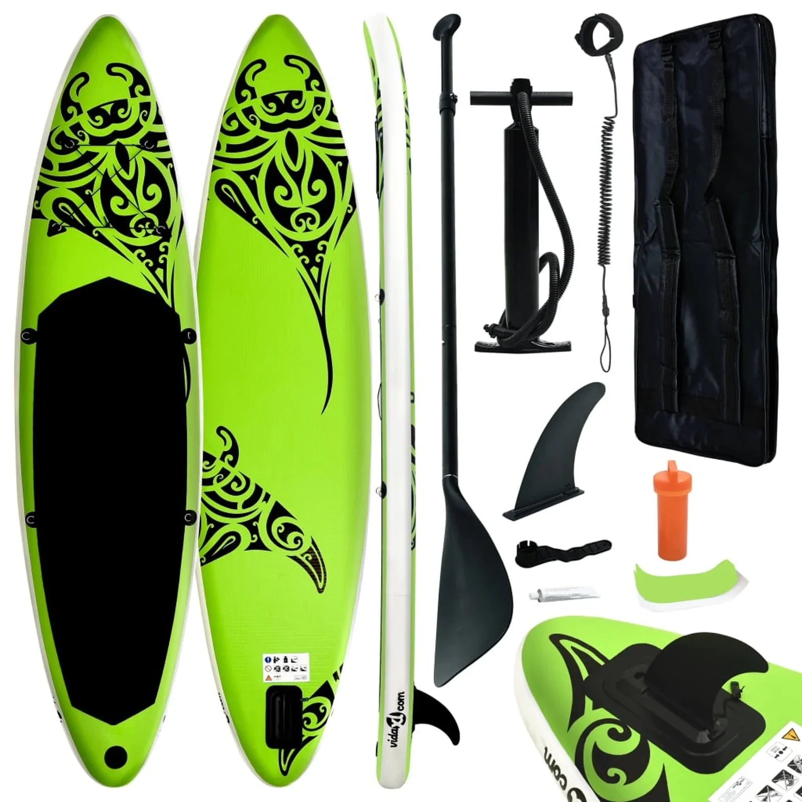 Carevas Inflatable Paddleboard Sizeet 144.1"x29.9"x5.9" Green
