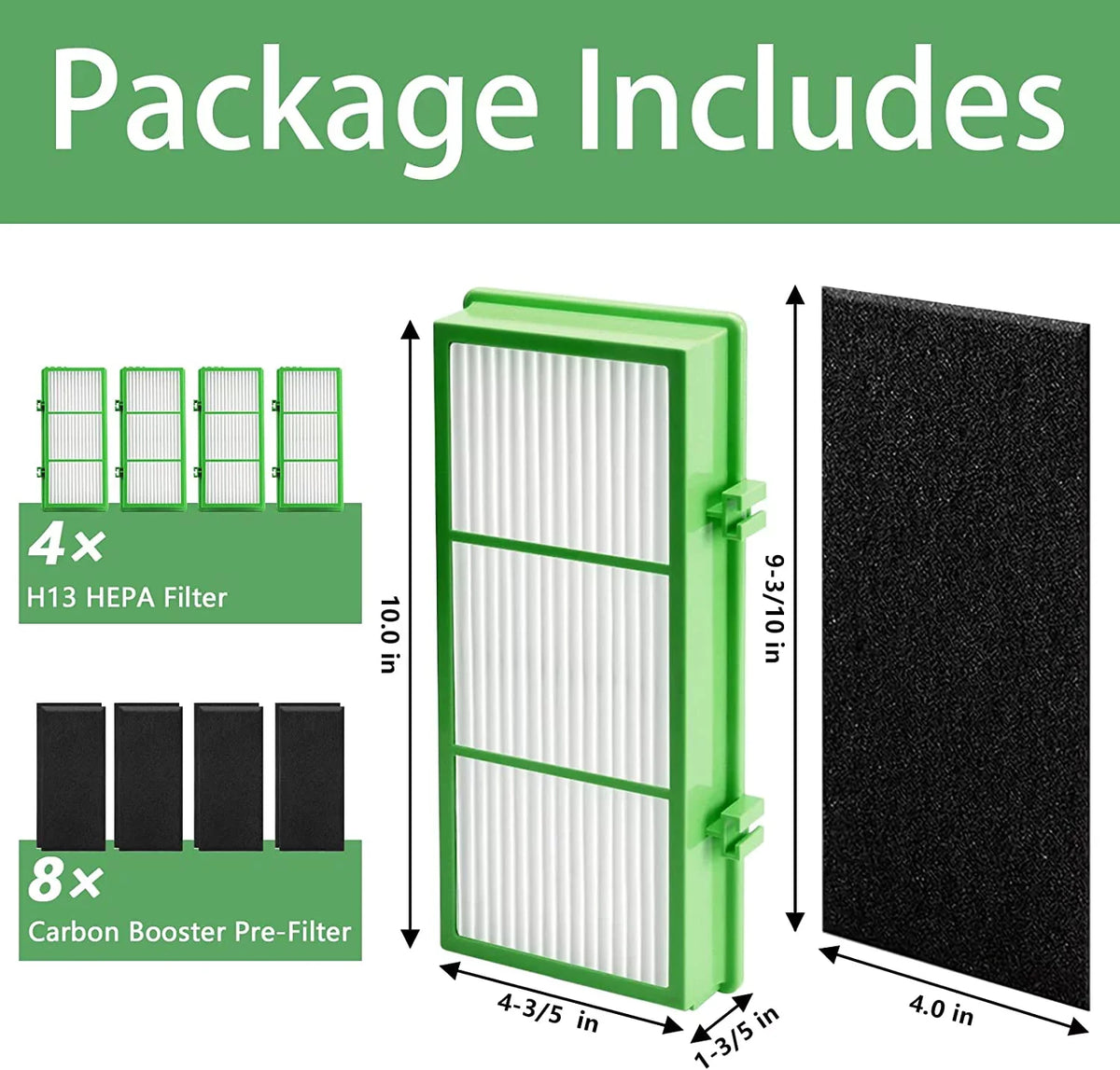 HAPF300AHD Remover True HEPA Filter compatible with Holmes Aer1Sizeeries Air Purifier, HAPF30AT True HEPA Allergen Remover, Parts HAPF300AH-U4R & HAP242-NUC (4 True HEPA + 8 Pre Filter)