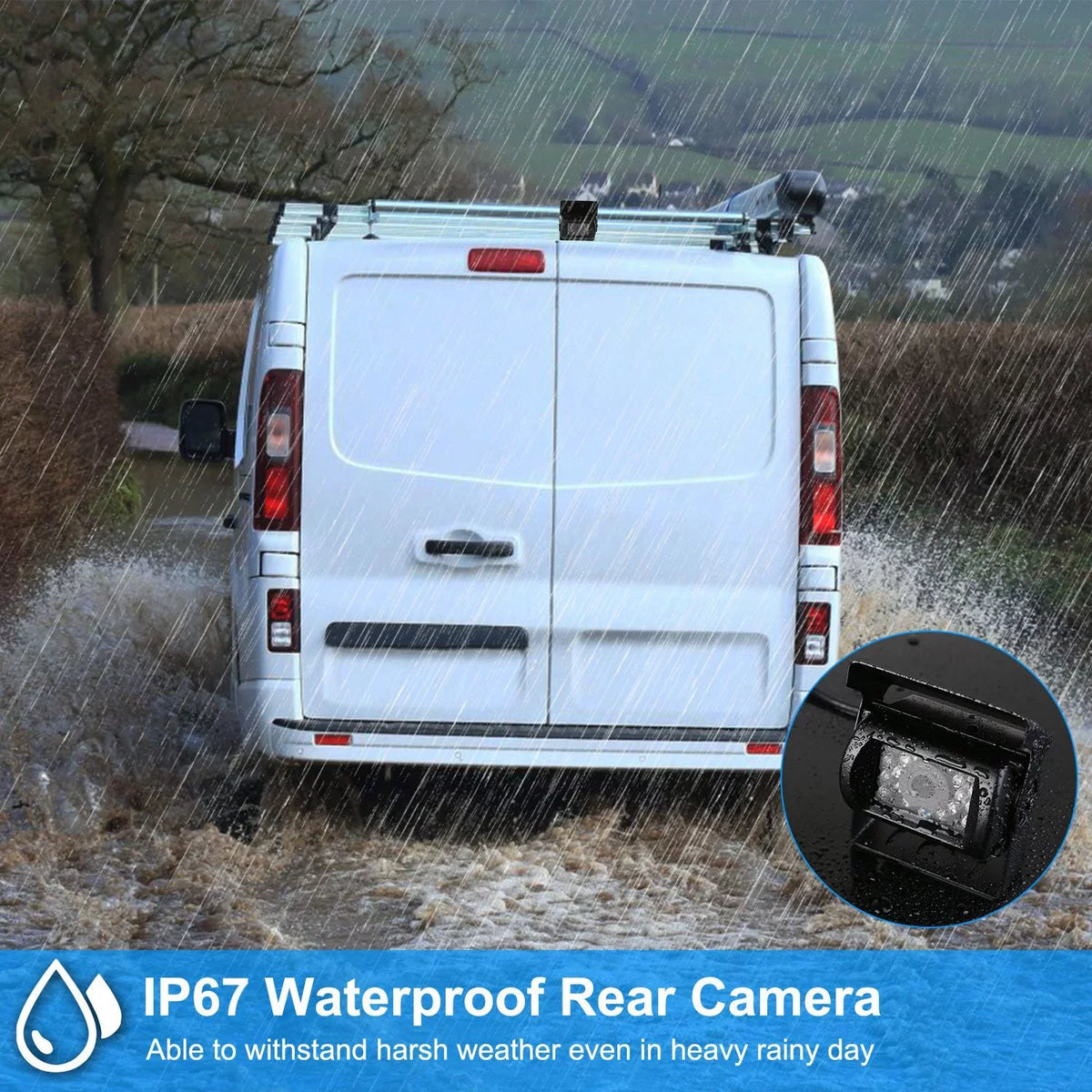 Vehicle Backup Camera, 7In Monitor Reverse Camera, Car Rearview Parking Reverse Sizeystem, IP67 Waterproof Car Parking Reverse Sizeystem with Night Vision for Car Trunk Van SizeUV