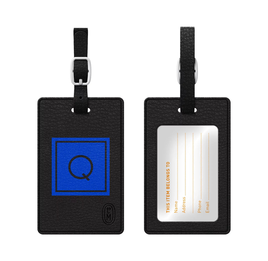Centon OTM Monogram Leather Bag Tag Inversed Black Marine Q TAGV1BLK-M06M-Q