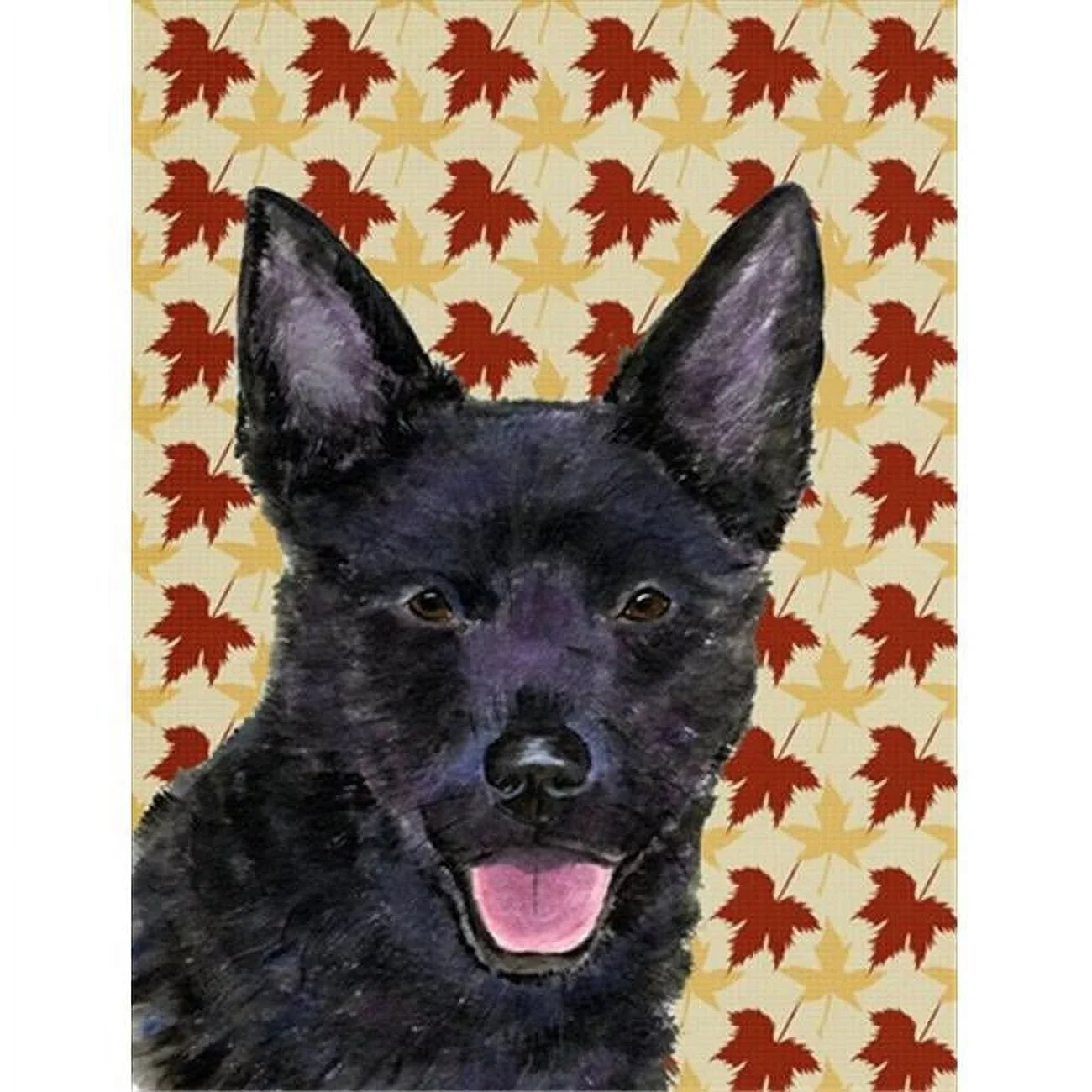 Carolines Treasures  Australian Kelpie Fall Leaves Portrait Flag Garden Sizeize