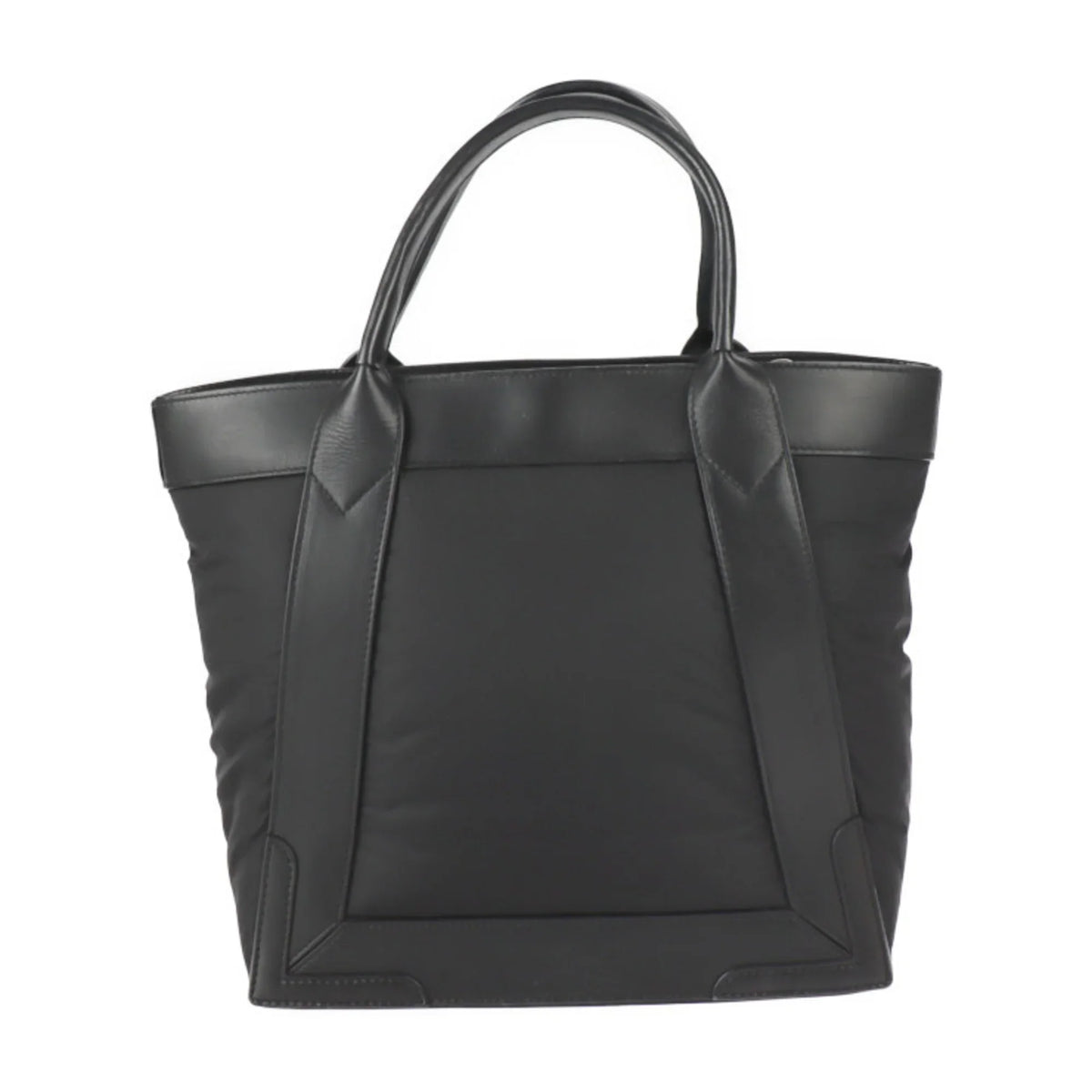 Pre-Owned BALENCIAGA Balenciaga Kabas Size tote bag 363425 nylon leather black silver metal fittings (Good)