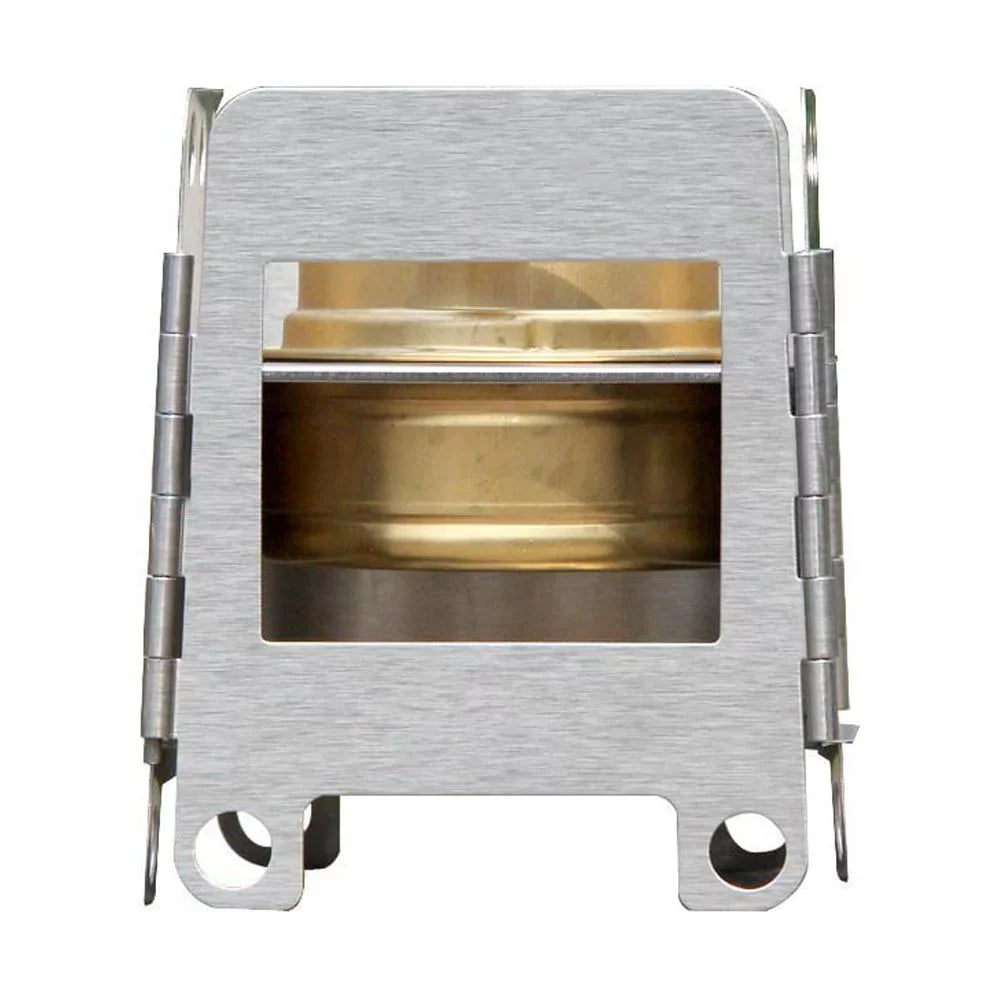 Lightweight Portable Folding Wood Sizetove - Sizetainless Sizeteel Pocket Sizetove for Outdoor Camping, Cooking, Picnic, and Backpacking, Includes Backup Alcohol Burner
