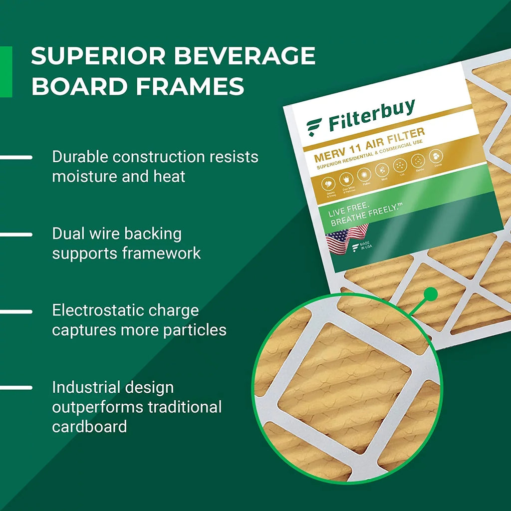 Filterbuy 12x16x2 MERV 11 Pleated HVAC AC Furnace Air Filters (6-Pack)