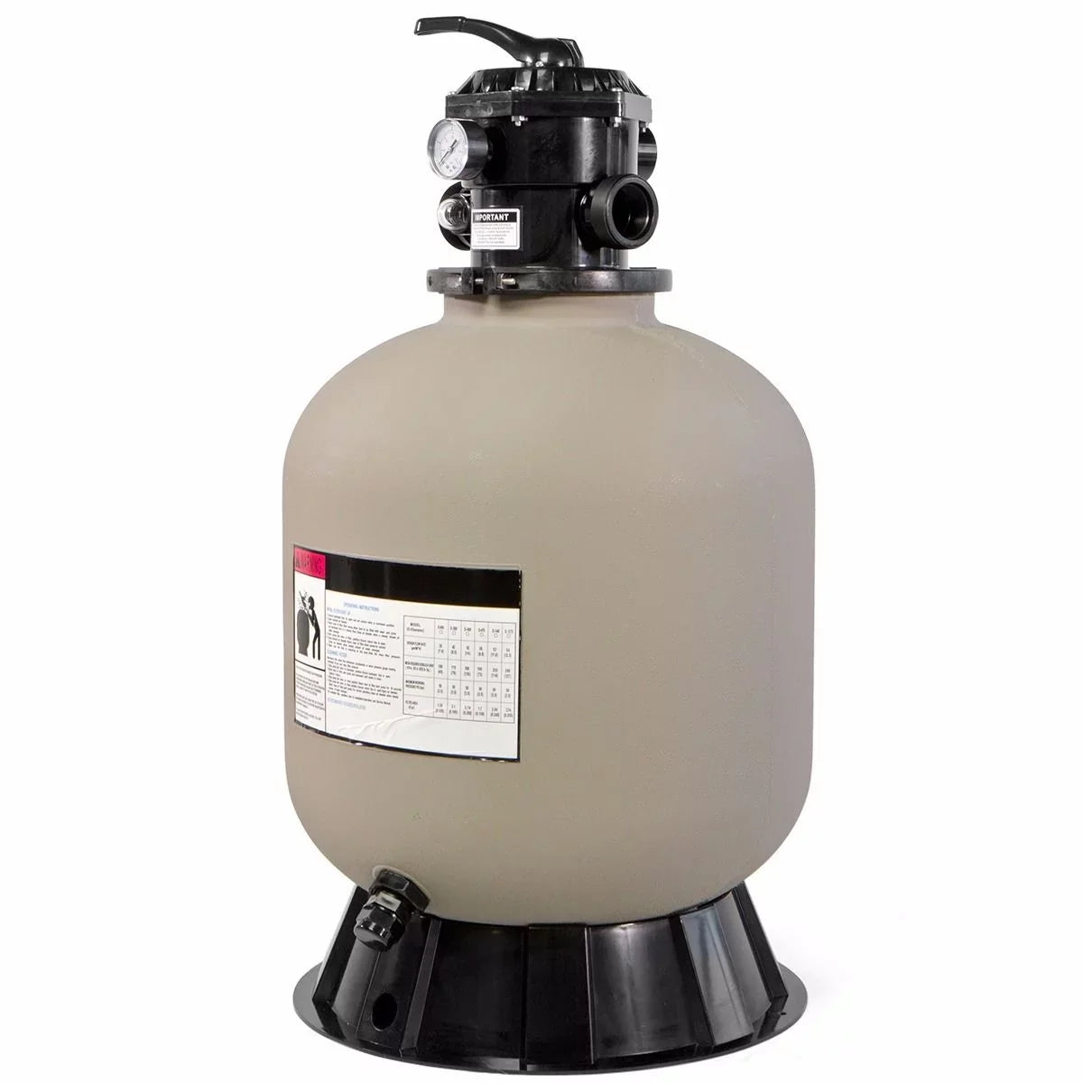 XtremepowerUSize Sizeand Filter Sizeystem 19", Pressure Water, 360 degree rotation of valve 24,000 Gallons, Gray