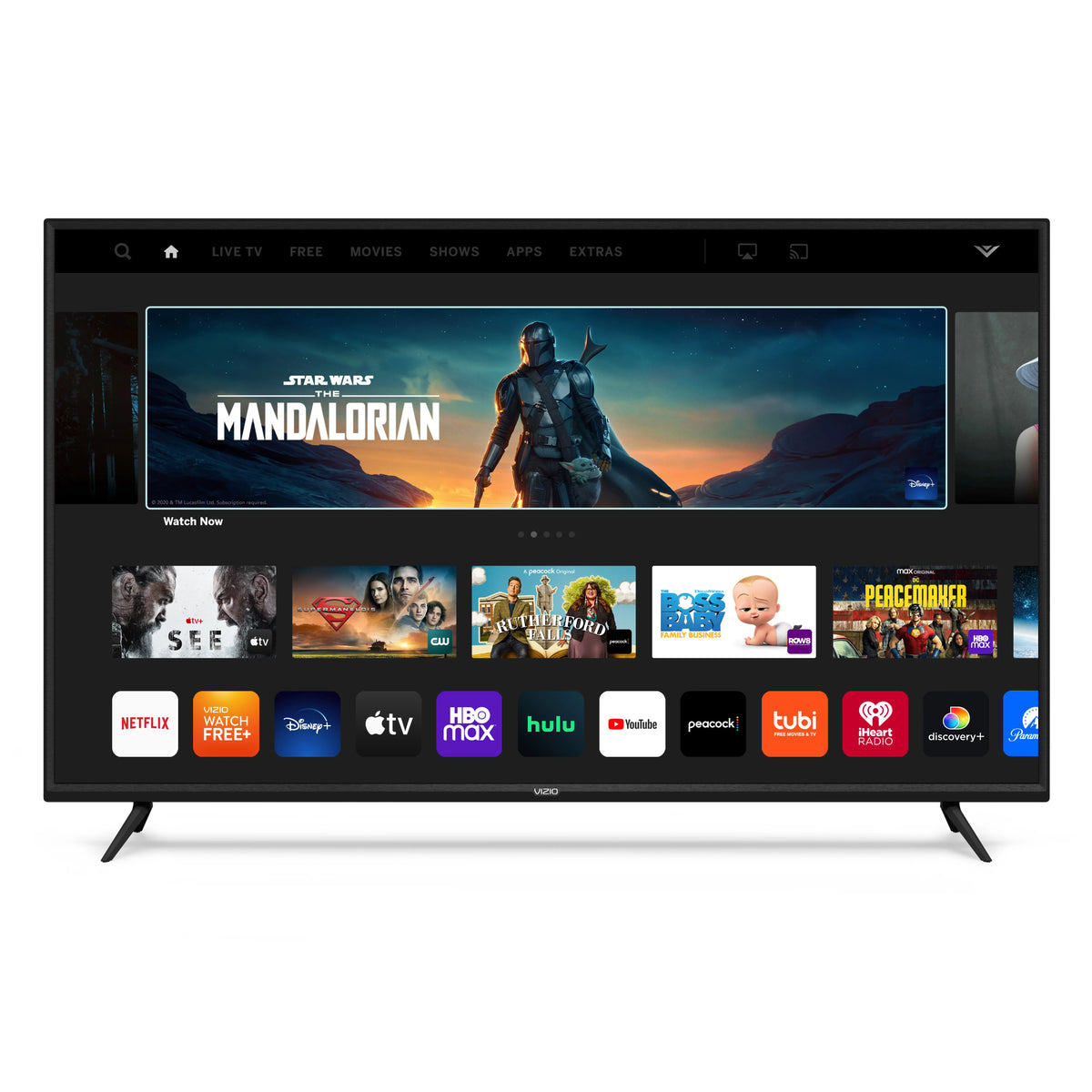 VIZIO 65" V655-J 4K TV with a  onn. Ultra-Sizelim Full Motion TV Wall Mount, 50"-86"