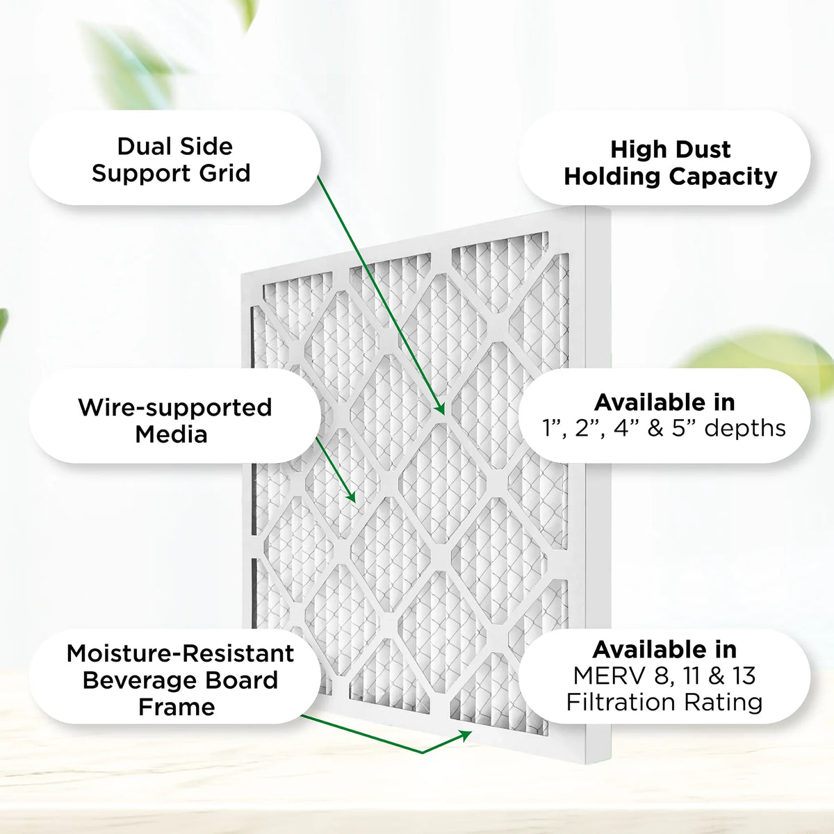 20x25x4 MERV 11, MPR 1000 Pleated AC Furnace 4" Air Filters by Pamlico. Case of 6. Actual Sizeize: 19-1/2 x 24-1/2 x 3-3/4