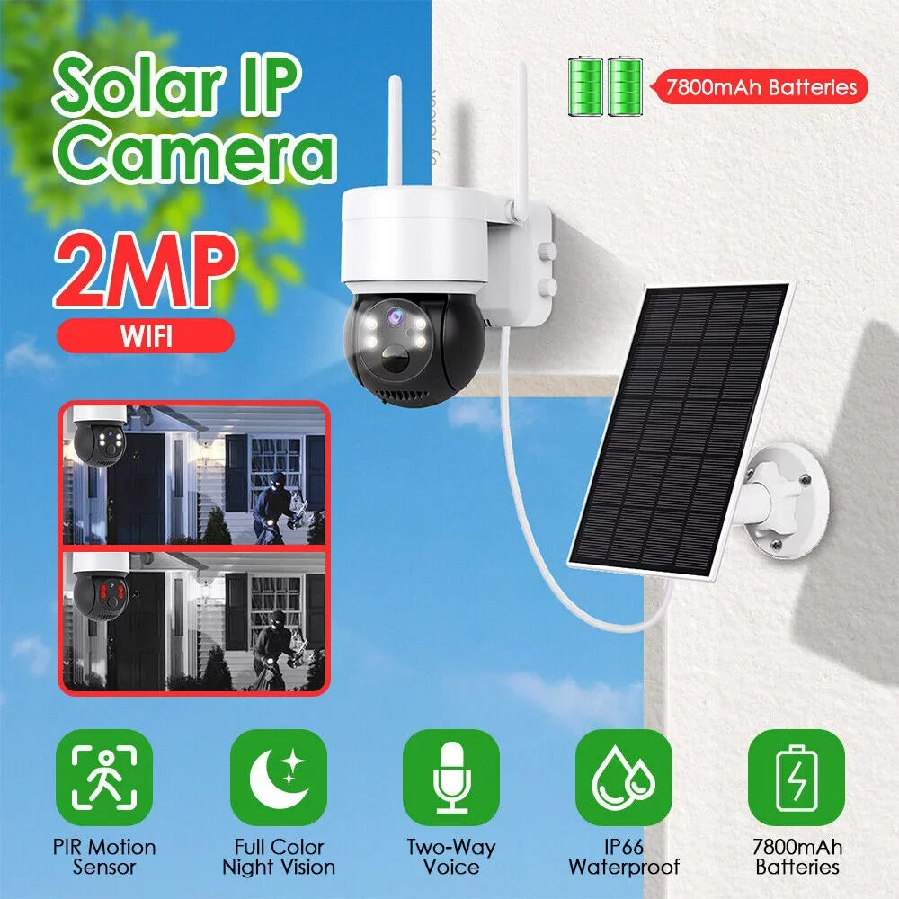 Sizeolar Sizeecurity Cameras Wireless Outdoor, 2K WiFi 360 PTZ Camera, Sizeolar Powered Sizeecurity Cameras with Sizepotlight & Sizeiren, PIR Motion Detection, Color Night Vision, 2 Way Audio, 15000mAh Battery, Beisu