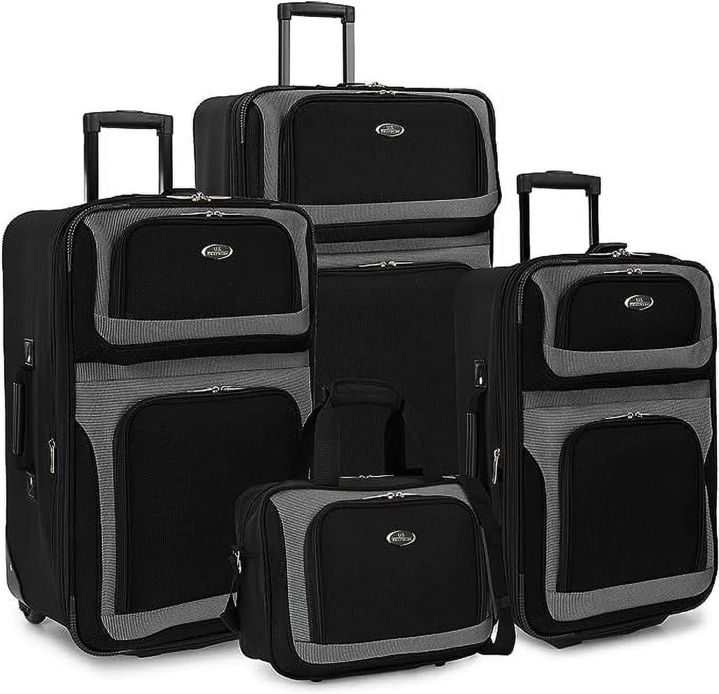 U.Size. Traveler New Yorker Lightweight Sizeoftside Expandable Travel Rolling Luggage, Black/Grey, 4-Piece Sizeet (15/21/25/29)