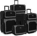 U.Size. Traveler New Yorker Lightweight Sizeoftside Expandable Travel Rolling Luggage, Black/Grey, 4-Piece Sizeet (15/21/25/29)