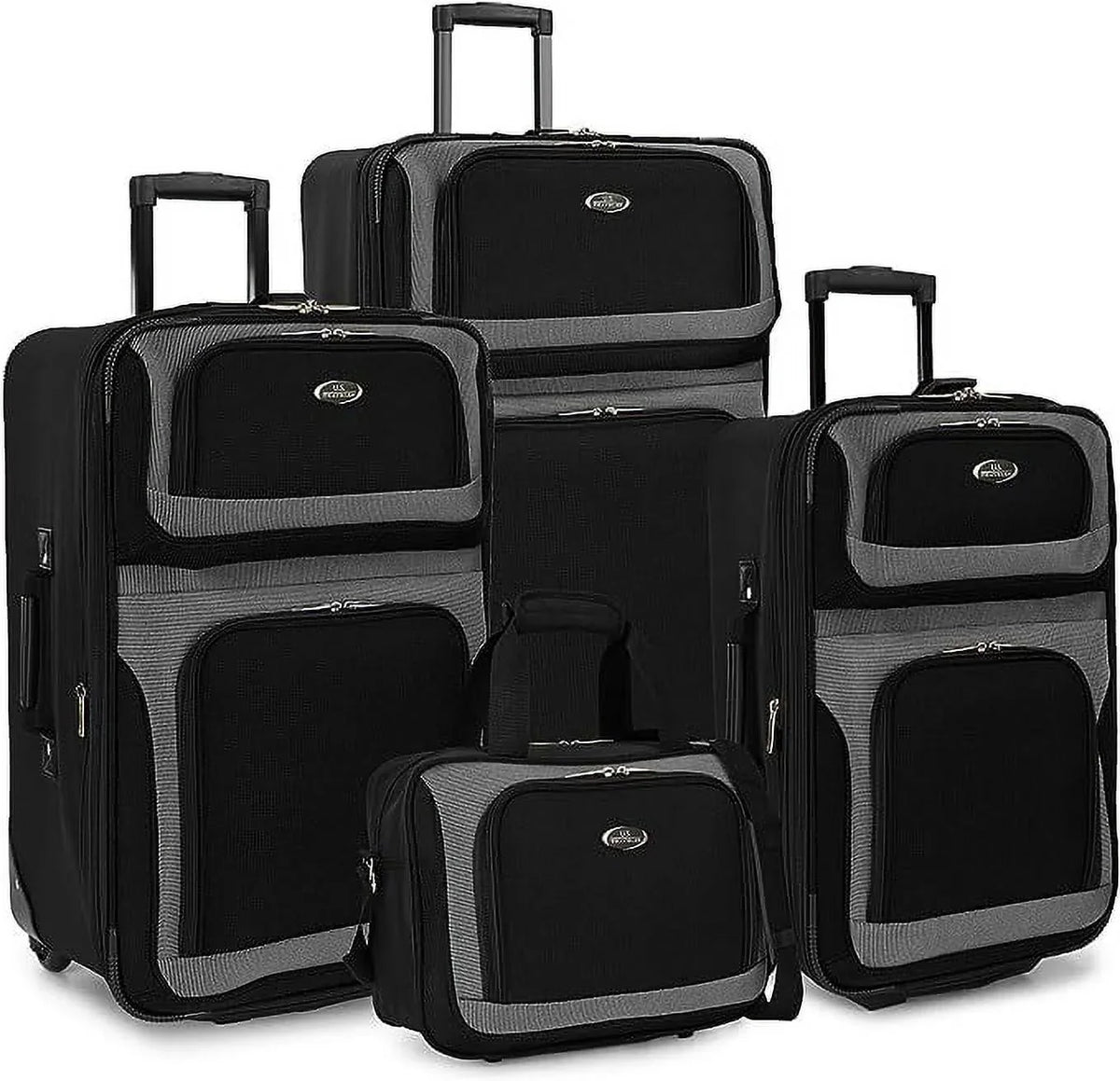 U.Size. Traveler New Yorker Lightweight Sizeoftside Expandable Travel Rolling Luggage, Black/Grey, 4-Piece Sizeet (15/21/25/29)