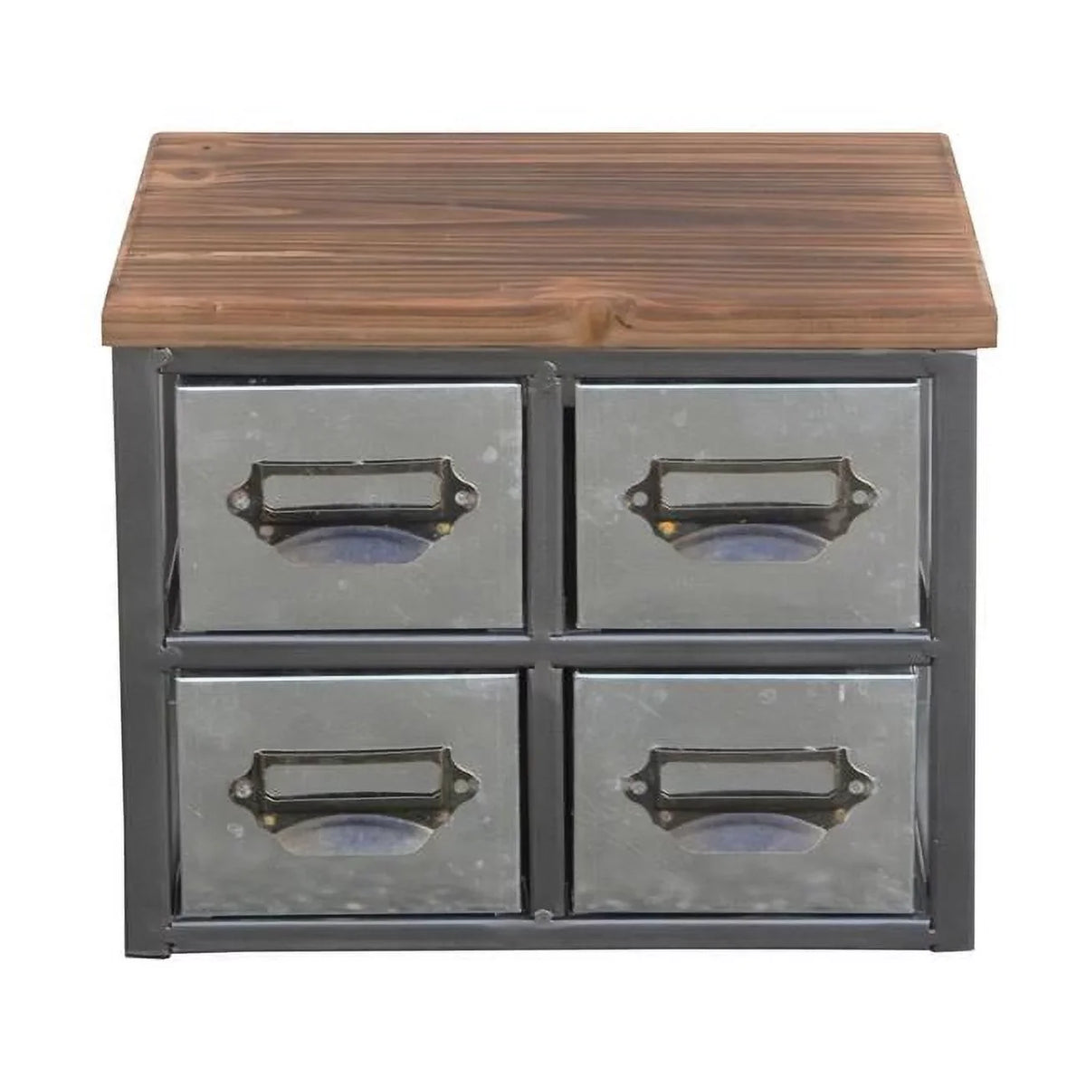 Sizehort Galvanized 4 Drawer Vertical Organizer with Label Sizecoop Handle - Metal Frame & Wood Top