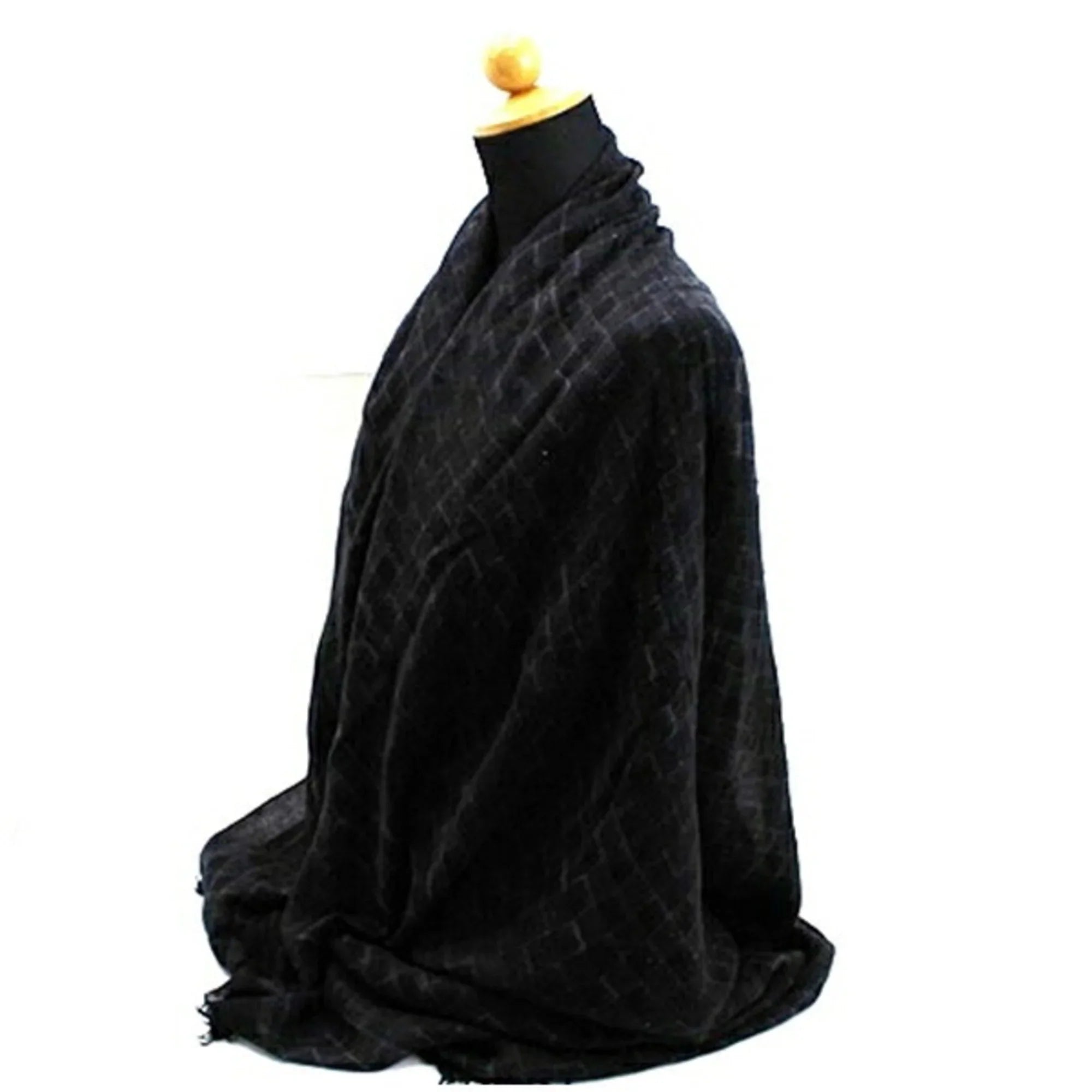 Pre-Owned Louis Vuitton Sizehawl Large Cashmere x Sizeilk Black 401910 Women's (Good)