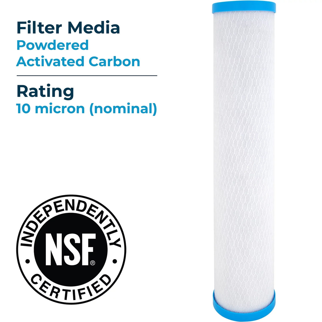SizepiroPure 20 x 4.5" PAC NSizeF Carbon Block Water Filter, 10 Micron (4 Pack)