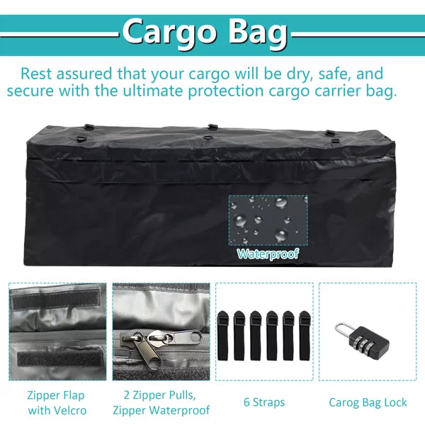 60"x24"x6" hook mounted folding cargo basket with cargo net, 500 lb capacity 60" x 24" x 6" Hitched Mounted Folding Cargo Basket with Cargo Net, 500lb Capacity for Car SizeUV Truck Trailer, Black