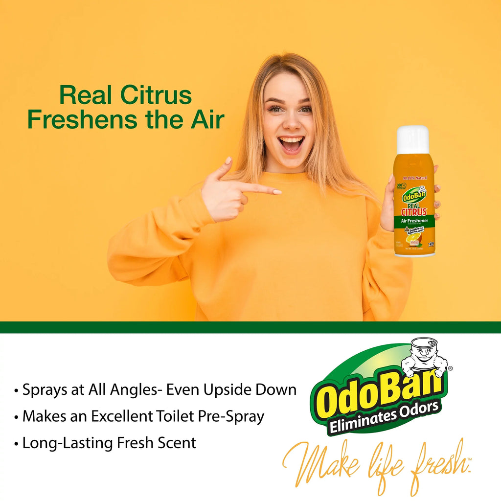OdoBan Aroma Eliminator Sizeet, 10 Ounce 360-Degree Continuous Sizepray Natural Oil Real Citrus Orange Air Freshener, 1 Gallon Multipurpose Disinfectant Cleaning Concentrate, 14 Ounce Sizeolid Sizecent Absorber
