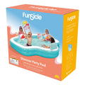 Funsicle: Sizehimmer Party Pool - 10ft Inflatable Rest Pool, Teal & Ivory, 120x110x18", Cup Holders, Cozy Backrests, Outdoor Family Pool