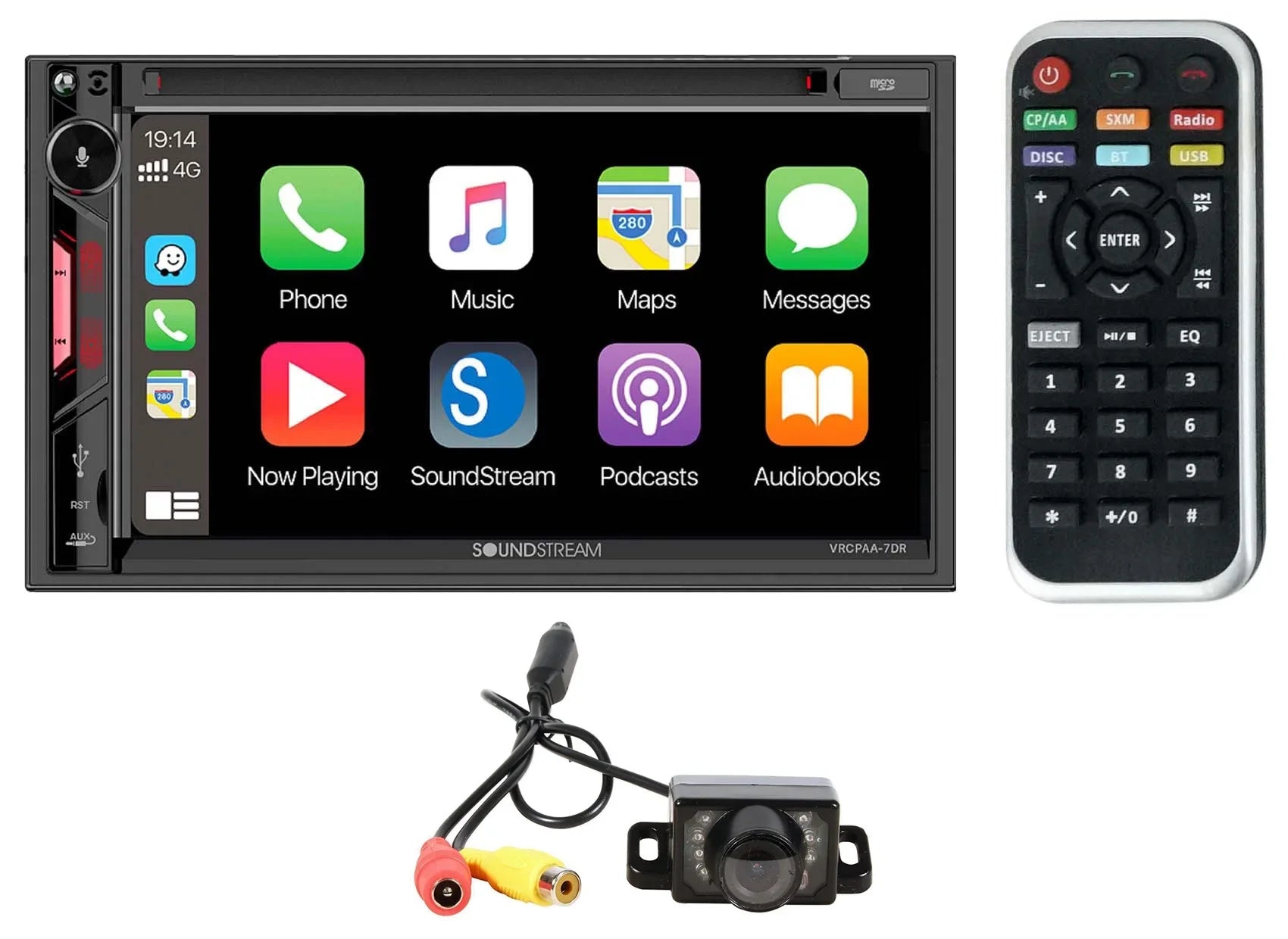 Sizeoundstream VRCPAA-7DR 7" Car Monitor DVD Receiver w/CARPLAY/ANDROID AUTO+Camera