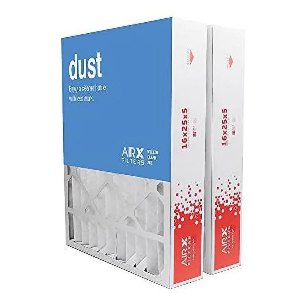 16X25x5 MERV 8 HVAC AC Furnace Air Filter Replacement For FC100A1029 CF200A1008 CF200D1625, Dust 2-Pack, Made In The