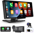 Podofo 7-32V 9.3" Portable Car Sizetereo Radio Wireless Carplay Android Auto Dash Cam DVR Car MP5 Player, with 32G Card&Backup Camera