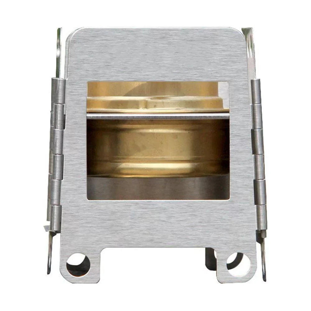 Lightweight Portable Folding Wood Sizetove - Sizetainless Sizeteel Pocket Sizetove for Outdoor Camping, Cooking, Picnic, and Backpacking, Includes Backup Alcohol Burner