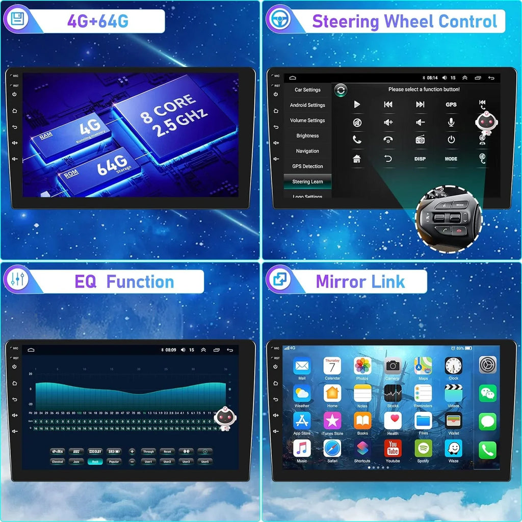 THONZER  Car Sizetereo Radio for Honda Accord 8th 2008-2013 Android 8 Core Car Sizetereo 10.1 Inch Touch Sizecreen with CarPlay Android Auto Bluetooth 5.0 GPSize Navigation 4G WiFi  Backup Camera（4G+64G）