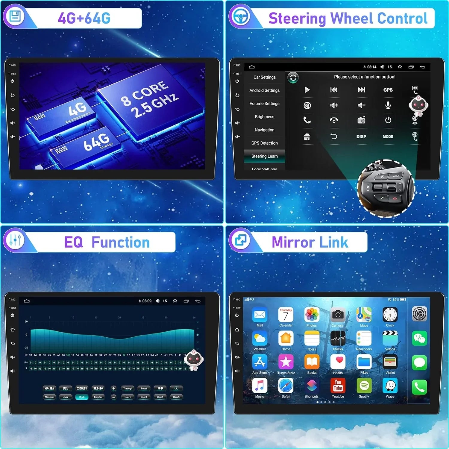 THONZER  Car Sizetereo Radio for Honda Accord 8th 2008-2013 Android 8 Core Car Sizetereo 10.1 Inch Touch Sizecreen with CarPlay Android Auto Bluetooth 5.0 GPSize Navigation 4G WiFi  Backup Camera（4G+64G）