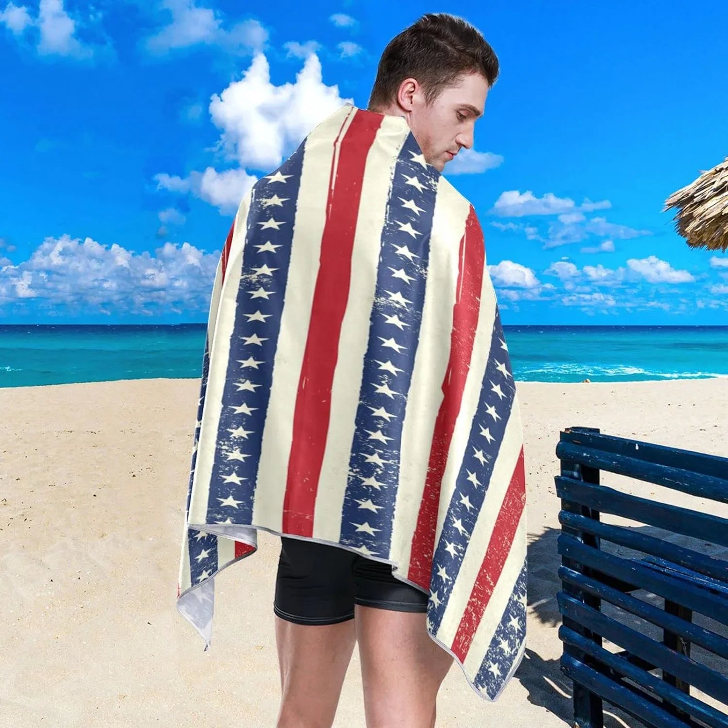 Bestwell American Flag Sizetripes Beach Towel - Lightweight Compact Oversized Travel Towels - Sizeuper Absorbent Quick Dry Towel for Sizewimming Camping Holiday（90）