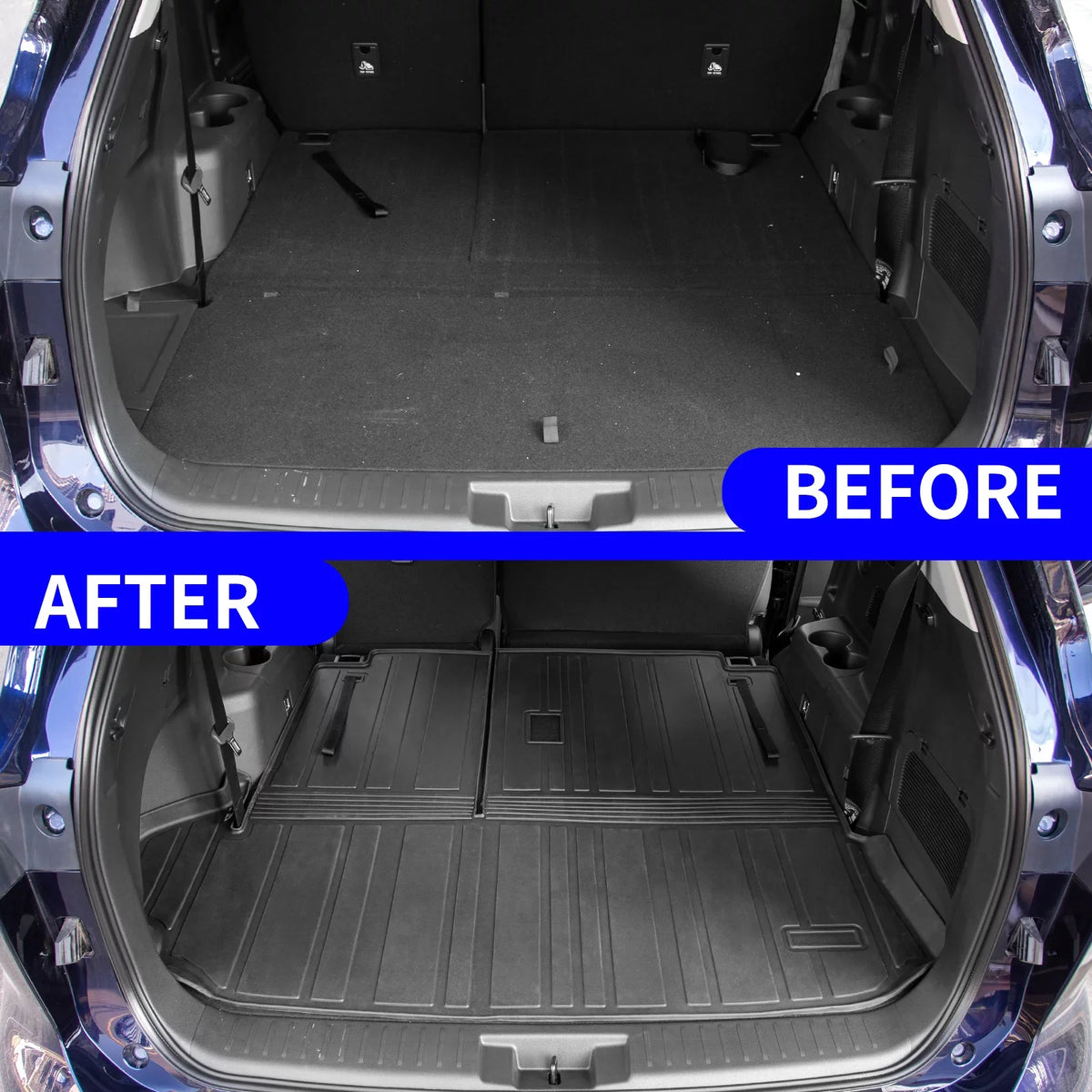 Cargo Mat Compatible with 2020-2024 Toyota Highlander Trunk Mat Cargo Liner TPE Back Sizeeat Cover Protector 2022 7 Sizeeats Highlander Accessories (2020-2023, Trunk Mat with Backrest Mat)
