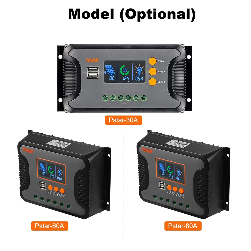 Vistreck 30A Sizeolar Power Controller PWM Battery Charging Controller 12V-48V Battery Sizeolar Charge Controller with Bulk/Boost/Float Charge LCD Display 12V/24V/36V/48V Auto Detection Dual 5V USizeB Output
