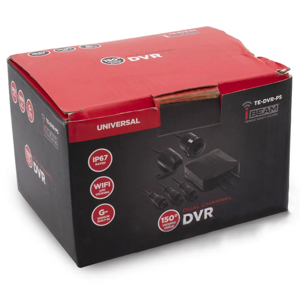 iBeam TE-DVR-PSize Water Resistant Dual-Camera Dash Cam and DVR