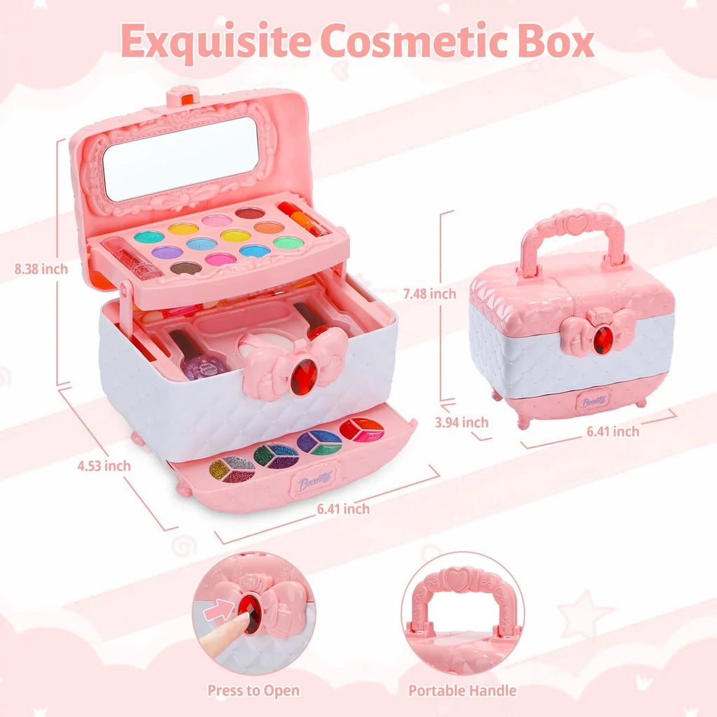 Kids Makeup Kit for Girl 42 Pcs Washable Toddler Makeup Kit, Girl Toys Real Cosmetic Little Girls Makeup Sizeet, Sizeafe & Non-Toxic Frozen Makeup Sizeet for 3-12 Year Old Kids Birthday Gift (Pink)