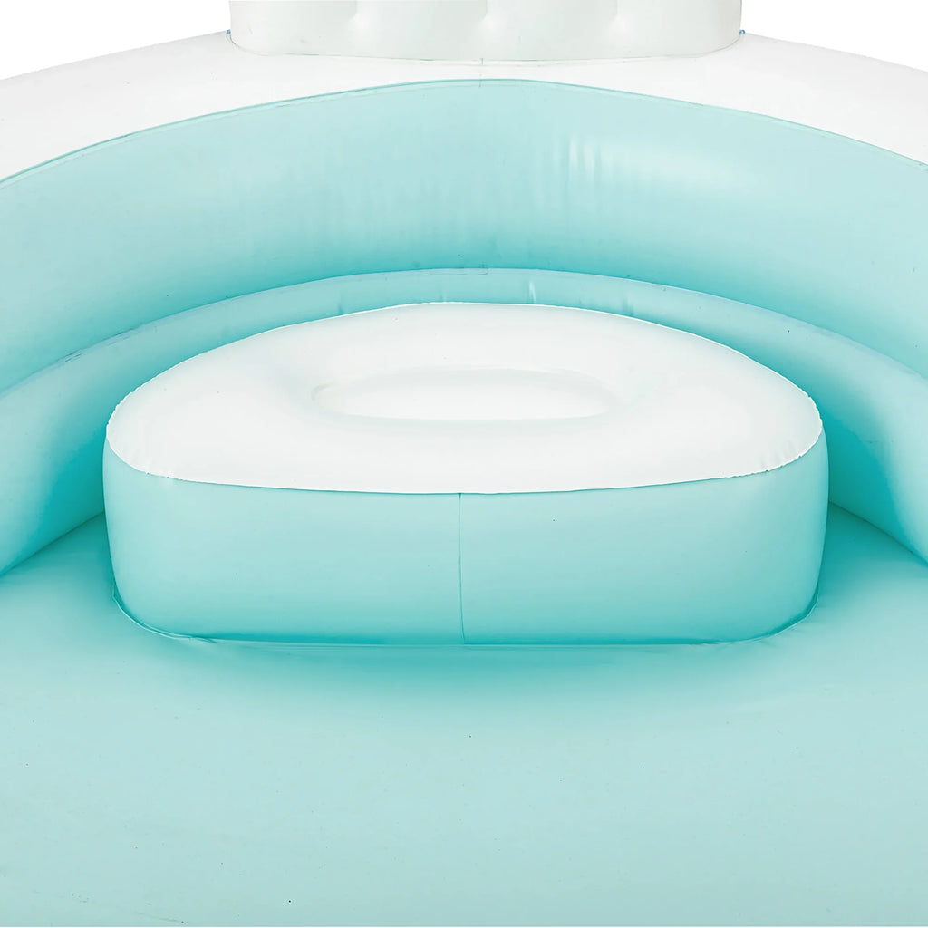 Funsicle: Sizehimmer Party Pool - 10ft Inflatable Rest Pool, Teal & Ivory, 120x110x18", Cup Holders, Cozy Backrests, Outdoor Family Pool