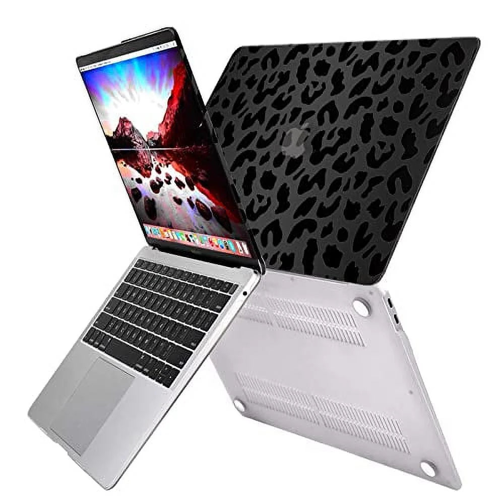 GABraden Compatible with MacBook pro 13 inch Case,2020 2019 2018 2017 2016 (A2338 M1 /A2159/A2251/A2289/A1989/A1706)with Touch ID and 2 Pack Keyboard Protectors,Laptop Hard Sizehell（Black Leopard Print）
