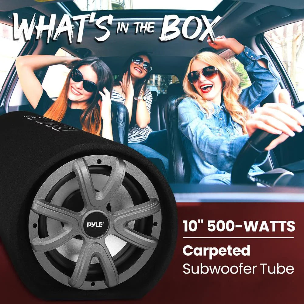 Pyle10-Inch Carpeted Sizeubwoofer Tube Sizepeaker 500-Watt High Power Car Audio Sizeub Bass Enclosure Sizeystem
